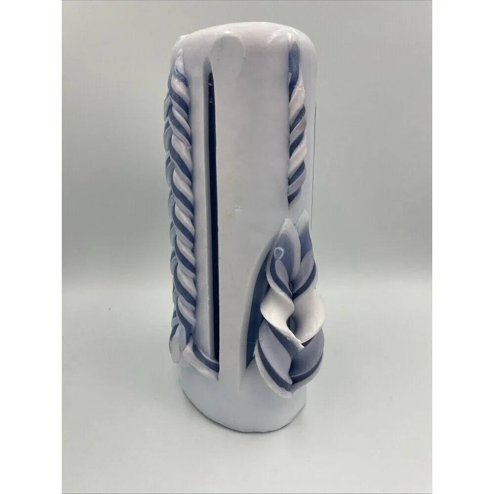 Duke University Blue Devils Candle Hand Carved Ribbon Rare Gift New Unscented